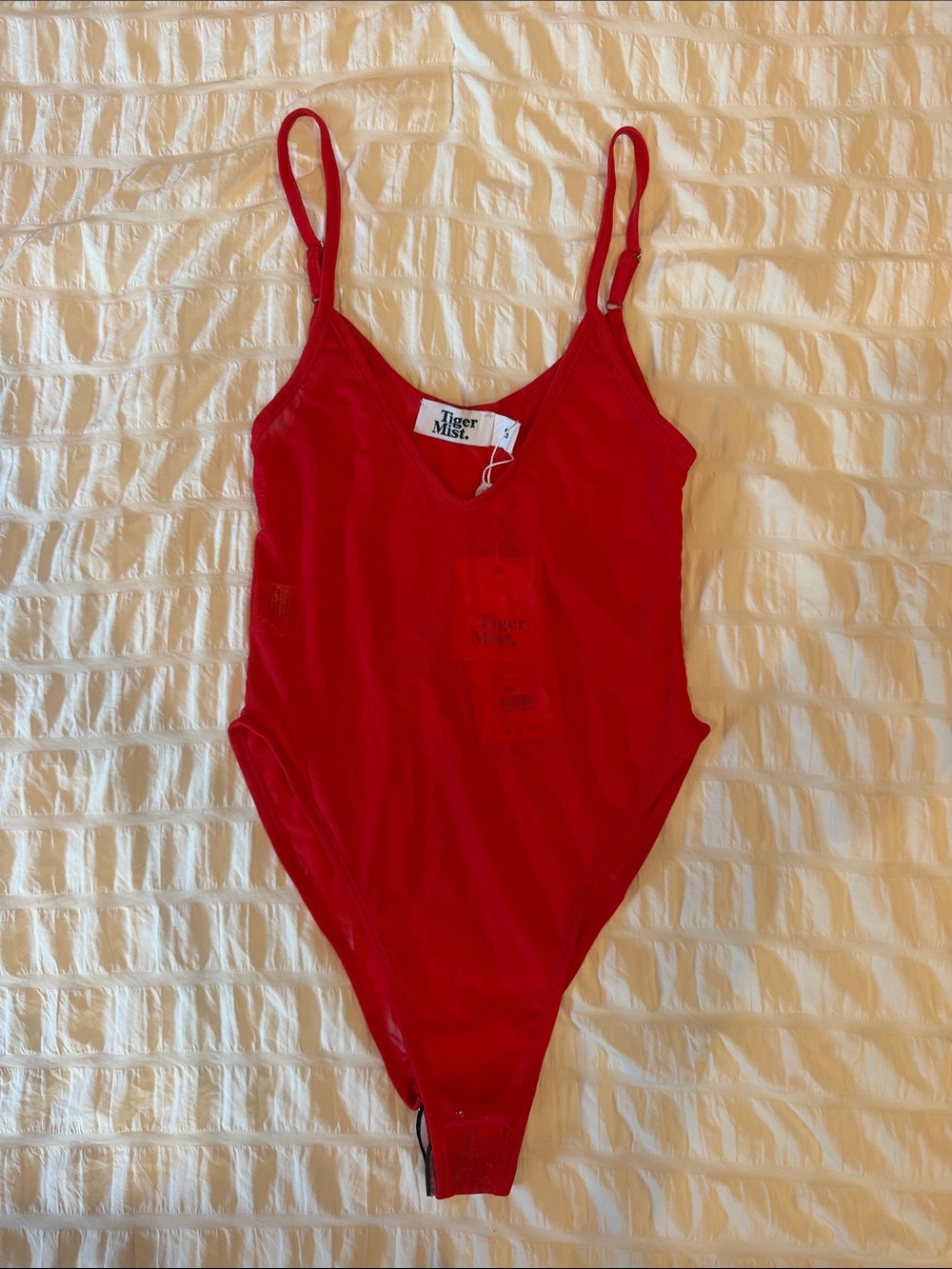 Tiger Mist Bailey Bodysuit - Red Mesh Size S NWT